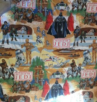 Vintage 1983 Star Wars Return Of The Jedi Full Size Flat Sheet Bedding,  Fabric