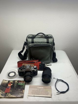 Vintage Canon Ae - 1 Slr 35mm Camera 4599036 With 50mm &28 - 70mm Lens & Accessories