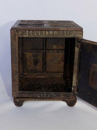Antique 1880 ' s Security Safe Deposit Cast Iron Still Bank Kyser & Rex Needs Work 2