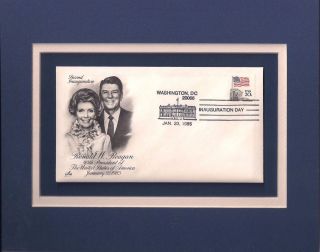 Ronald & Nancy Reagan - Inauguration - Frameable Postage Stamp Art - 0246