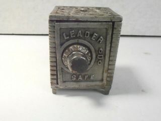 Vintage Antique Leader Cast Iron Safe Bank