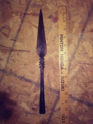 Antique African Iron Spear Head,  Hand Forged
