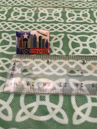 Vintage Houston Texas City Skyline Space Shuttle Enamel Lapel Pin