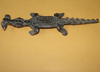 Old African Bronze Gan Akan Baule Ivory Coast Crocodile Alligator Fish Pendant