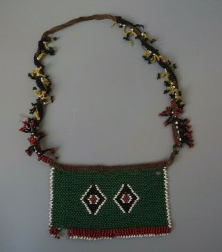 Old Antique South African Sotho Zulu Beaded Bead Work Panel Necklace Beads A/f
