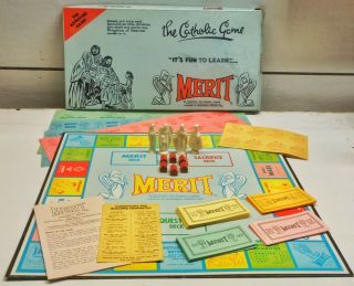 Nos Merit The Catholic Game 1962 Board Game Vintage Complete