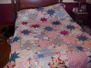 Vintage Quilt Busy Multipattern Star Design,  Busy Busy