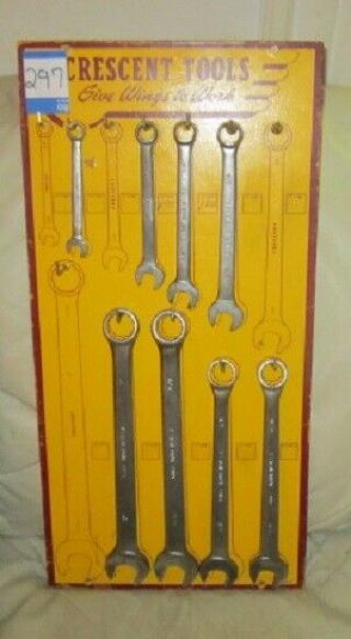 Vintage Crescent Tools Combination Wrench Advertising Tool Board
