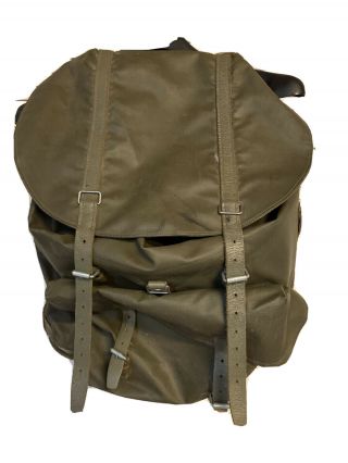 Vintage Swiss Army Military Waterproof Backpack Rucksack Rubberized Dark Green