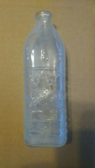 Vintage Glass Baby Bottle Embossed Rabbits Bunnie