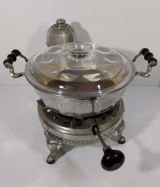 Antique 1909 Manning Bowman Portable Alcohol Stove W/lidded Pan