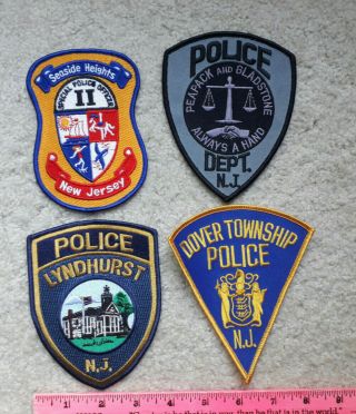 4 Jersey Police Patches : Lyndhurst,  Seaside Heights,  Dover,  Peapack & Glad