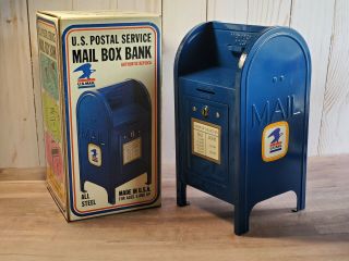 Brumberger Usps Mail Box Bank Pressed Steel 9 " Metal Promo Toy Us Postal Service