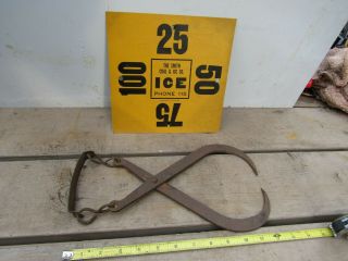 Antique Ice Box Tongs And Widow Order Sign Small Tongs