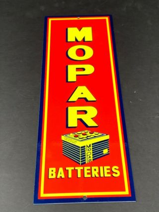 Vintage Mopar Batteries Metal Advertising Sign Dodge Plymouth Car Parts Dealer