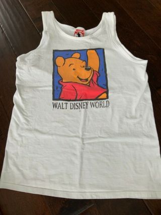 Vintage Walt Disney World Winnie The Pooh Tank Top Shirt Size Large