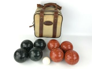 Vintage Sportcraft Bocce Ball Set With Canvas Bag - 8 Balls,  1 Pallino -