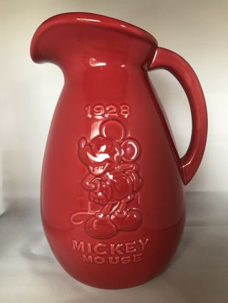 Disney " 1928 " Mickey Mouse Ceramic Pitcher Perfect For Christmas