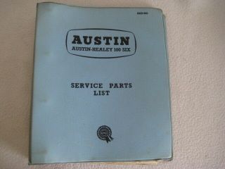 Vintage Austin - Healey 100 - Six Series Bn6 Service Parts List Akd 855