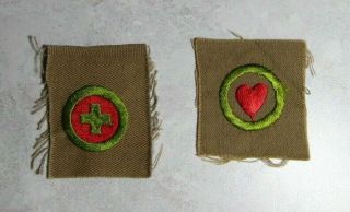 2 Square Boy Scout Merit Badges - Health & First Aid