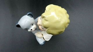 VTG Ceramic Angel Cherub with Teddy Bear Figurine Fine Quality A Japan 3