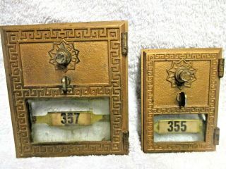 Brass Us Post Office Box Doors Combo Lock Set Of 2 Doors Vintage