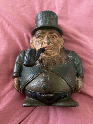 Vintage Cast Iron Money Box Transvaal Bank Coin Figurine Man With Cigar Rare F