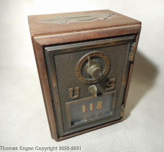 Vintage Antique Us Post Office Box Door Bank Odyssey Creations Texas Dial Type
