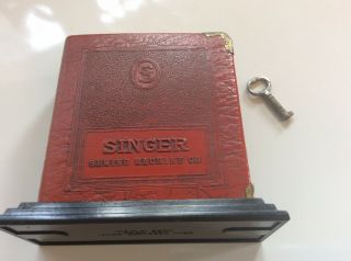 Singer Sewing Machine Still Bank Book W/stand & Key Red Leather - Zell Products