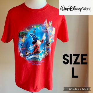 Walt Disney World Mens T - Shirt Mickey Mouse Fantasmic Aladdin Stitch Red L