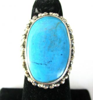 Gorgeous & Heavy Sterling Silver Turquoise Vintage Ring Size 5