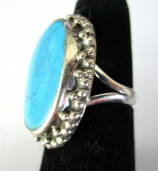 Gorgeous & HEAVY Sterling Silver Turquoise Vintage Ring Size 5 2