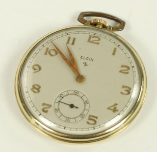 Elgin Pocket Watch Vintage 12 Size 15 Jewel 10k Gold Filled 19 - 127