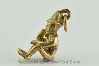 Vintage 10k Solid Yellow Gold 18.  7mm X 5mm Dimensional Gnome Charm