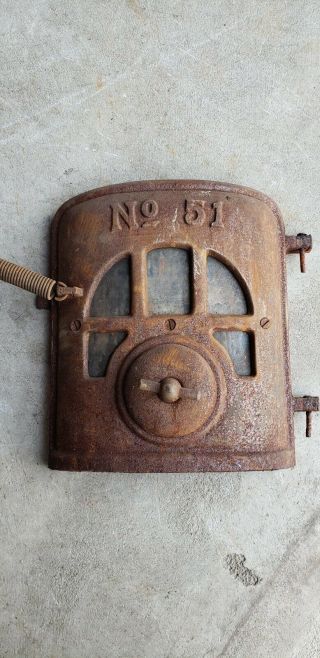 Authentic Vintage Antique Cast Iron Wood Stove Door Steampunk Decor 51