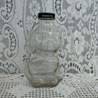 Vintage Grapette Family Beverage Syrup Cat Kitty Bottle Piggy Bank Glass
