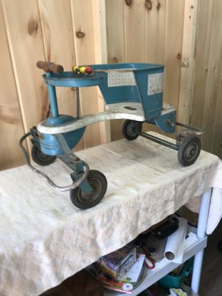 Vintage Taylor Tot Wood And Metal Baby Buggy Stroller Walker Suspension Antique
