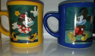 The Disney Store Exclusive Mickey & Minnie Mouse Portrait Coffee Mugs