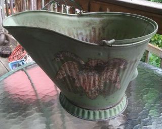 Vintage Metal Coal Ash Bucket Pail Can Scuttle 11 