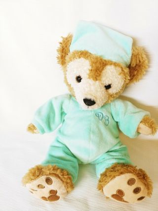 Disney Duffy Hidden Mickey Teddy Bear Plush Tan Green Blue Pajamas 13 " Toy