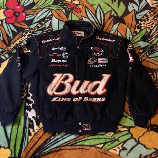 Vintage Dale Earnhardt Jr Budweiser Nascar Racing Jacket Twill Mens Size S/m