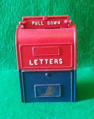 Vintage Cast Iron Still Coin Penny Bank Us Mail Letter Drop Off Box