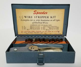 Vintage Speedex 744 - K Speed - O - Matic Wire Stripper Kit Blade Complete Set