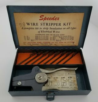 Vintage Speedex 744 - K Speed - O - Matic Wire Stripper Kit Blade Complete Set 2