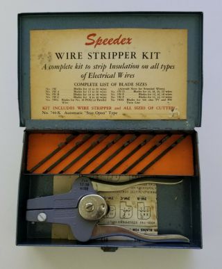 Vintage Speedex 744 - K Speed - O - Matic Wire Stripper Kit Blade Complete Set 3