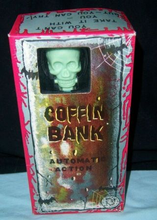 Vintage Yone Coffin Bank Tin With Box Yonezawa Japan