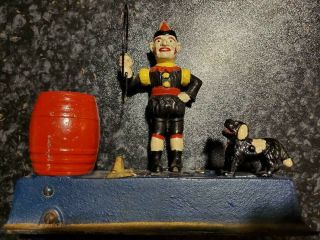 Vintage Cast Iron Mechanical Circus Trick Dog Bank Hubley