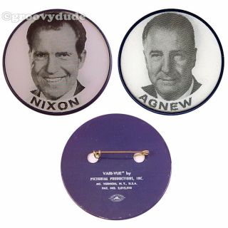 President Richard Nixon Spiro Agnew 1968 Campaign Vari - Vue Flasher Pin Button