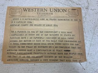 Western Union Telegram From Richard Dick Nixon - Early Years
