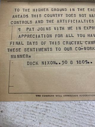 Western Union Telegram From Richard Dick Nixon - Early Years 3